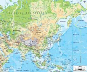 пазл Карта России и Азии. Азиатский континент-это крупнейший и наиболее густонаселенный земли